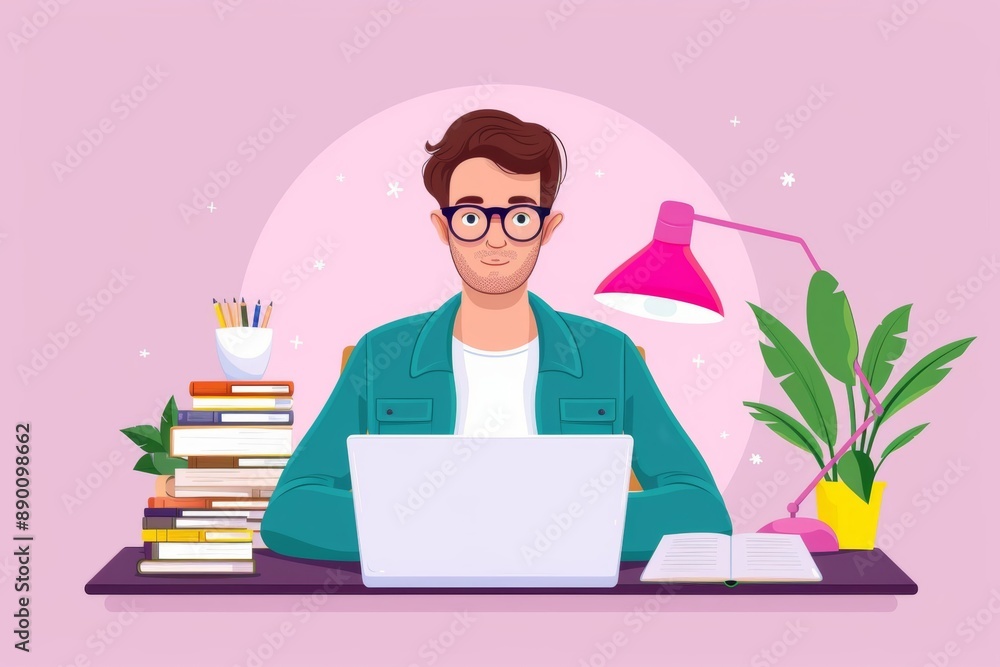 a multimedia columnist crafting engaging stories. The scene features a person working at a desk surrounded by various multimedia elements like video clips, audio files, and text a multimedia columnist crafting engaging stories. The scene features a person working at a desk surrounded by various multimedia elements like video clips, audio files, and text