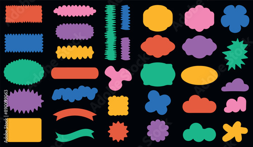 A vector set of minimalistic design elements, futuristic shapes, geometric shapes and stars - abstract background elements for branding, packaging, prints and social media posts.