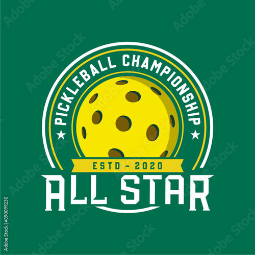 Pickleball logo badge emblem. Emblem set collection vector illustration for a pickleball club