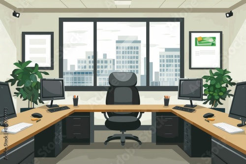 Wallpaper Mural Cozy office with green plants warm and inviting design detailed and vibrant interior Torontodigital.ca