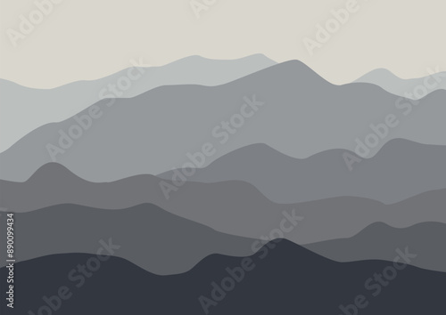 Horizontal abstract landscape. Background with mountains in color palette. Vector illustration design.