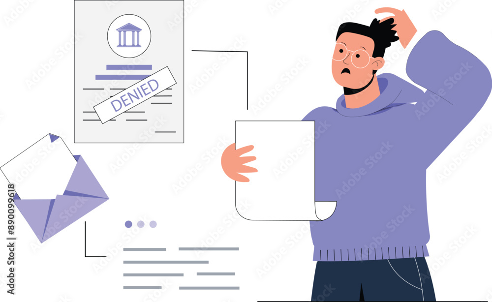 Immigration Application Denied Flat Design Illustration Immigration Application Denied Flat Design Illustration