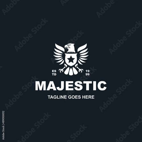 Simple and modern majestic eagle crest logo design vector