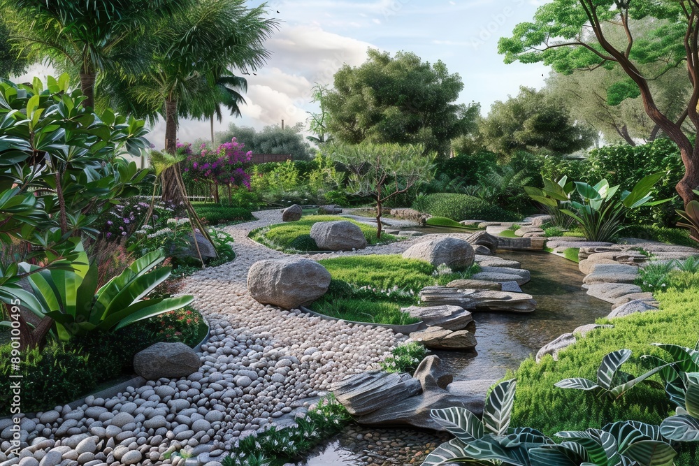 Serene Oasis. Tranquil garden landscape Serene Oasis. Tranquil garden landscape