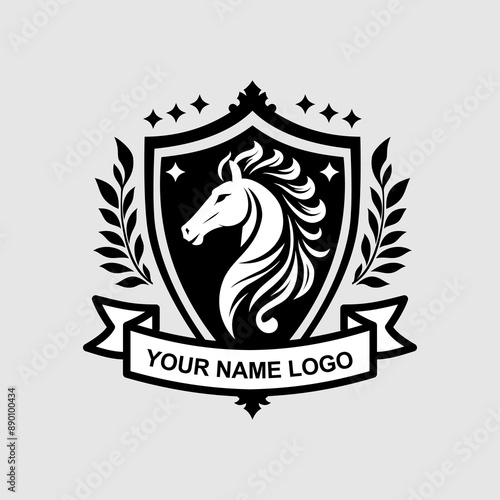 Adobe Illustrator Artwork, A shield-shaped logo with a horse as the character
