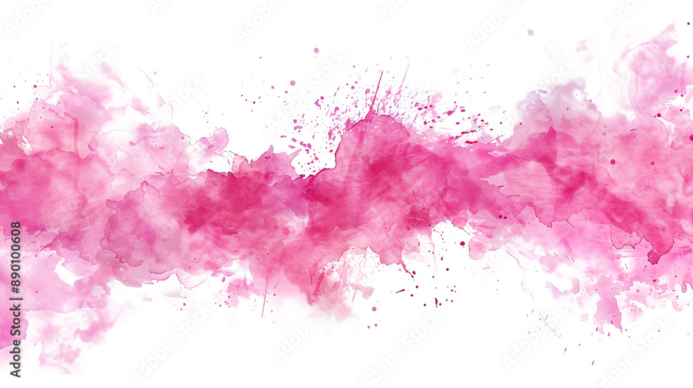 Obraz premium Pink Watercolor Paint Brush Strokes on Transparent Background PNG - Banner Line Water Color Smoke Fog Grunge 