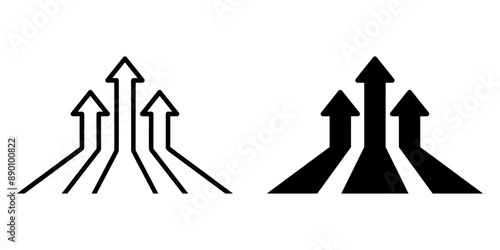 ofvs638 OutlineFilledVectorSign ofvs - three arrows move upward vector icon . finance investment concept . isolated transparent . outline and filled version . AI 10 / EPS / PNG . g11984