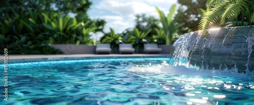 Tranquil Oasis. Serene pool with cascading 13-foot waterfall photo