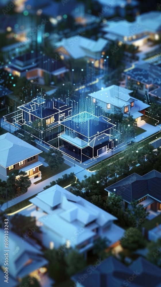 Obraz premium Modern Real Estate Data Analysis. Technology and Innovation Concept