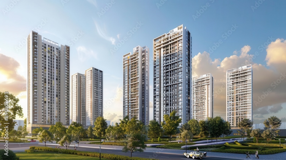 Modern Residential Real Estate. Urban Living Concept Modern Residential Real Estate. Urban Living Concept