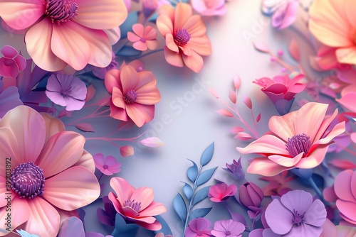 background of paper blooming flowers