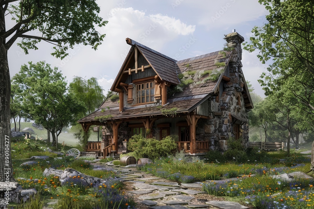 Charming Rustic Home. Cozy Country Living concept Charming Rustic Home. Cozy Country Living concept