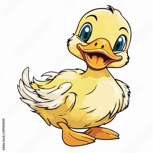 A charming and whimsical illustration of a cute yellow duckling ai generated