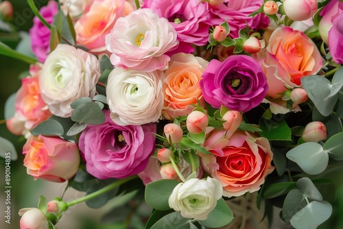 bouquet of blooming Ranunculus flowers