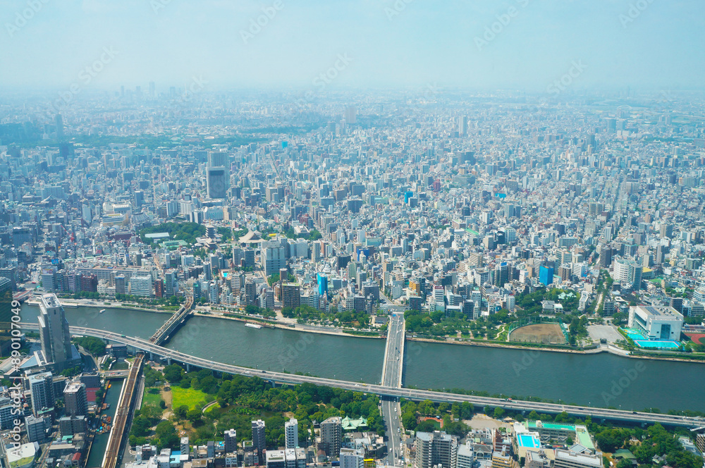 上空から見た都会 上空から見た都会