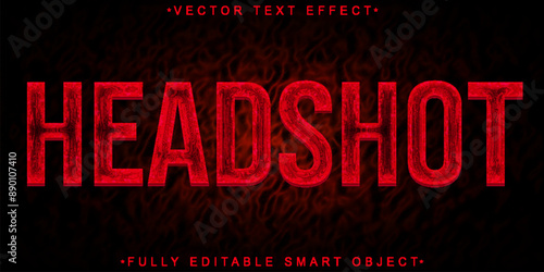 Red Gaming Headshot Vector Fully Editable Smart Object Text Effect