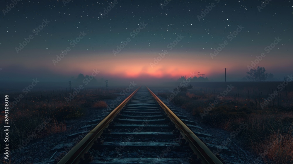 Infinity Journey - Minimalist Railroad Tracks Wallpaper with Dynamic Lighting