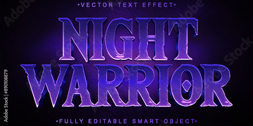 Legendary Purple Worn Night Warrior Vector Fully Editable Smart Object Text Effect