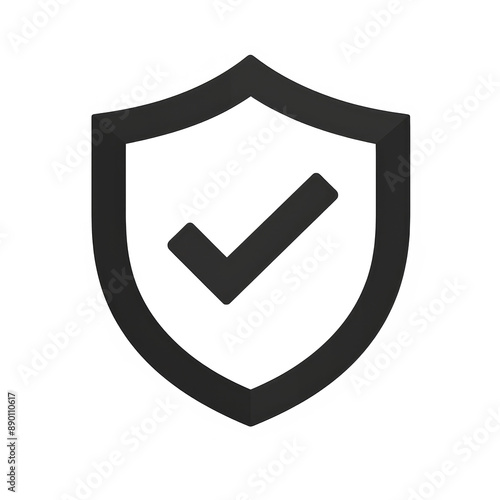 shield protection icon with check mark sign, security shield checked icon black