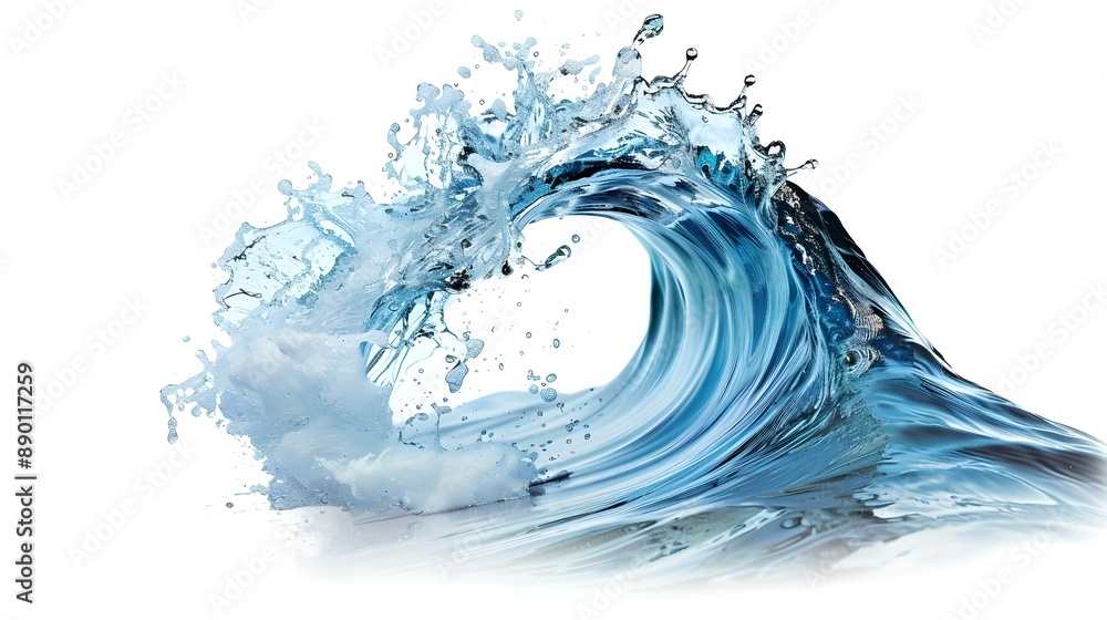 Elegant arcing wave captured as it splashes Elegant arcing wave captured as it splashes