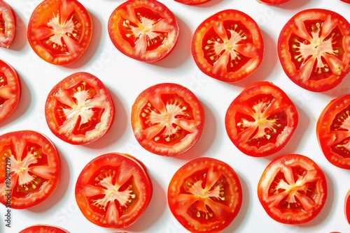 Fresh Sliced Tomatoes on White Background