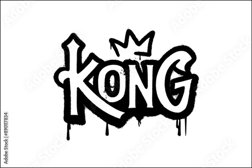 Spray painted KONG Graffiti text isolated on white background.