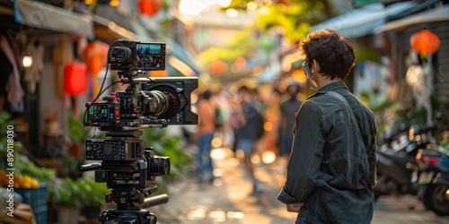 A photo of a low-budget film set.