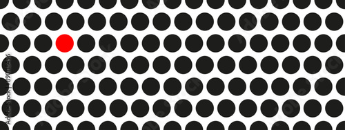 Red circle dot around group of black circle dots pattern. Diversity human people multicultural concept.