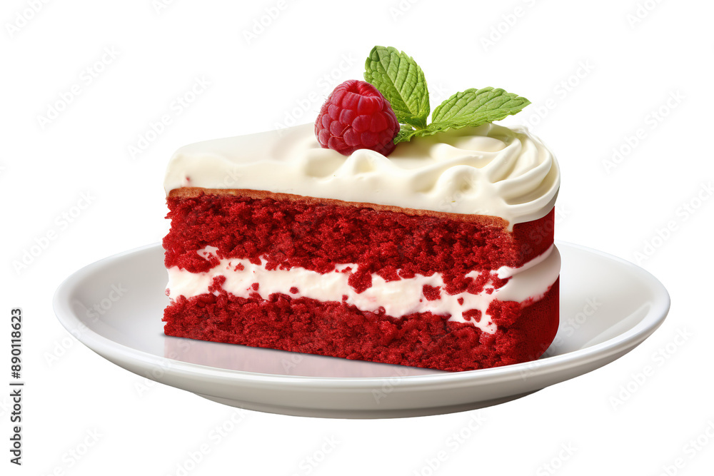 Velvet Delight: A Slice of Decadent Red Velvet Cake on White or PNG Transparent Background. Velvet Delight: A Slice of Decadent Red Velvet Cake on White or PNG Transparent Background.