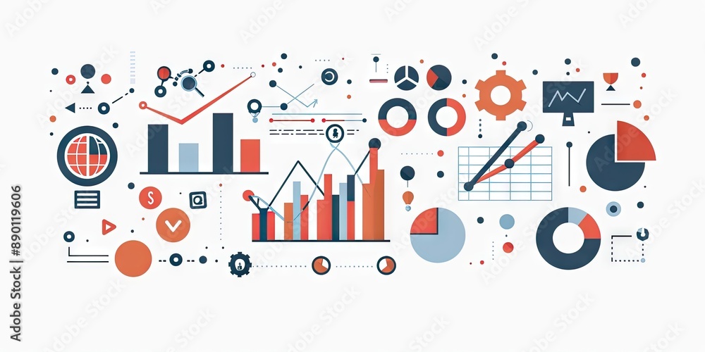A visual representation of business strategy using modern flat design icons and infographics, depicting growth, planning, and success. A visual representation of business strategy using modern flat design icons and infographics, depicting growth, planning, and success.