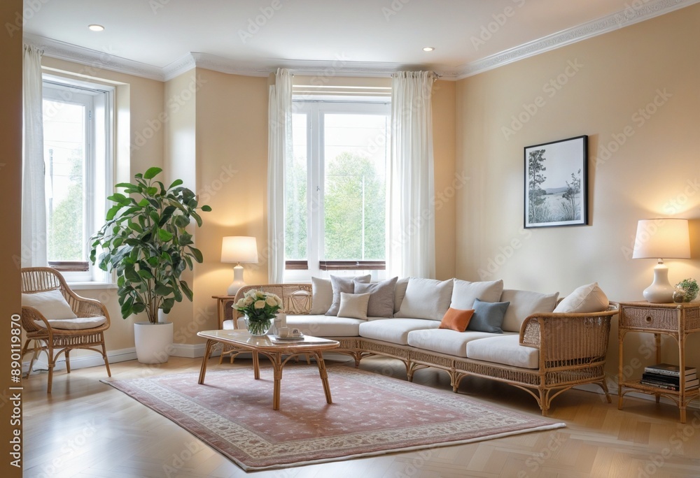 Fototapeta premium Beautiful cozy living room 