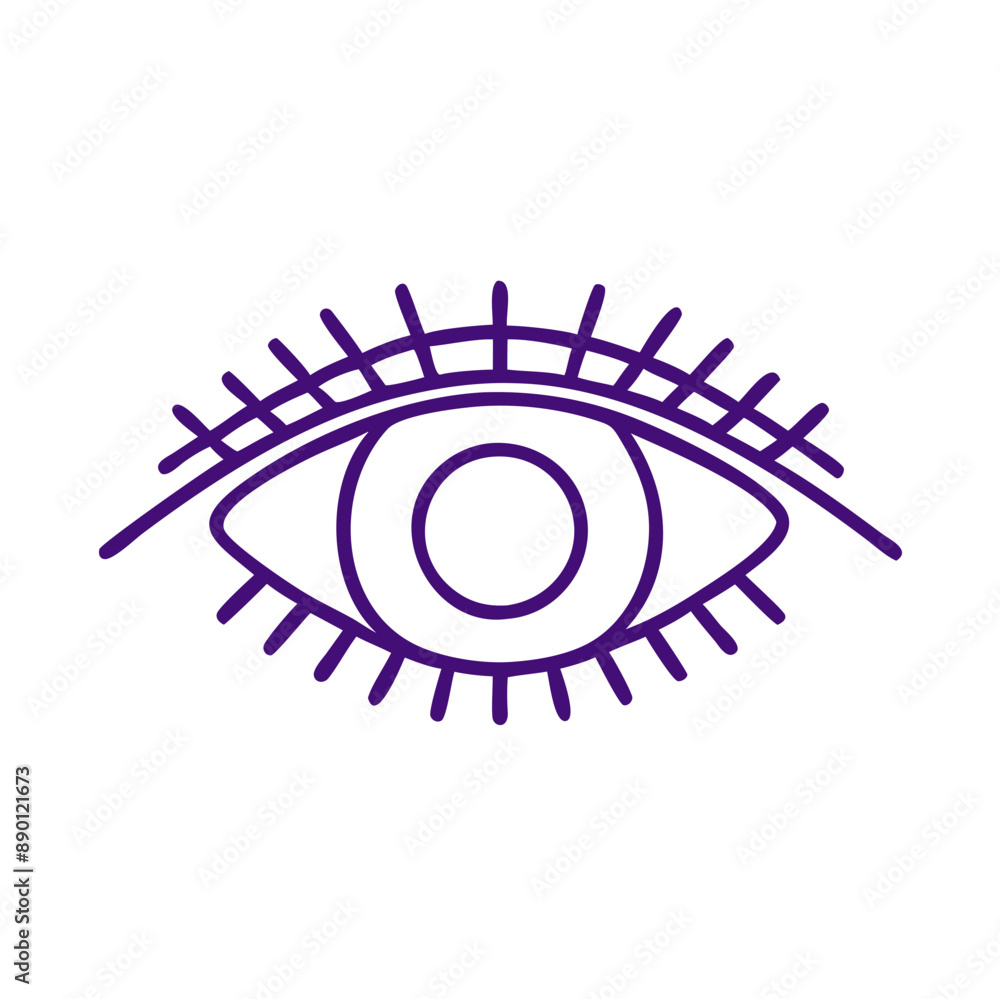 Fototapeta premium fake lashes Outline Icon with Drop Symbol, Minimalist Purple Vector Design