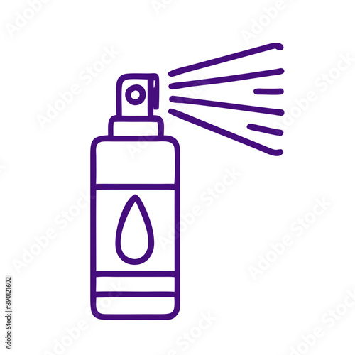 detangling spray Outline  Icon with Drop Symbol, Minimalist Purple Vector Design