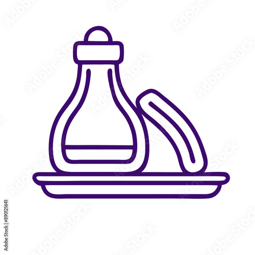 gua sha Outline  Icon with Drop Symbol, Minimalist Purple Vector Design