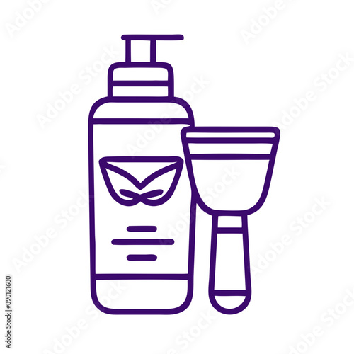 facial cleanser Outline  Icon with Drop Symbol, Minimalist Purple Vector Design