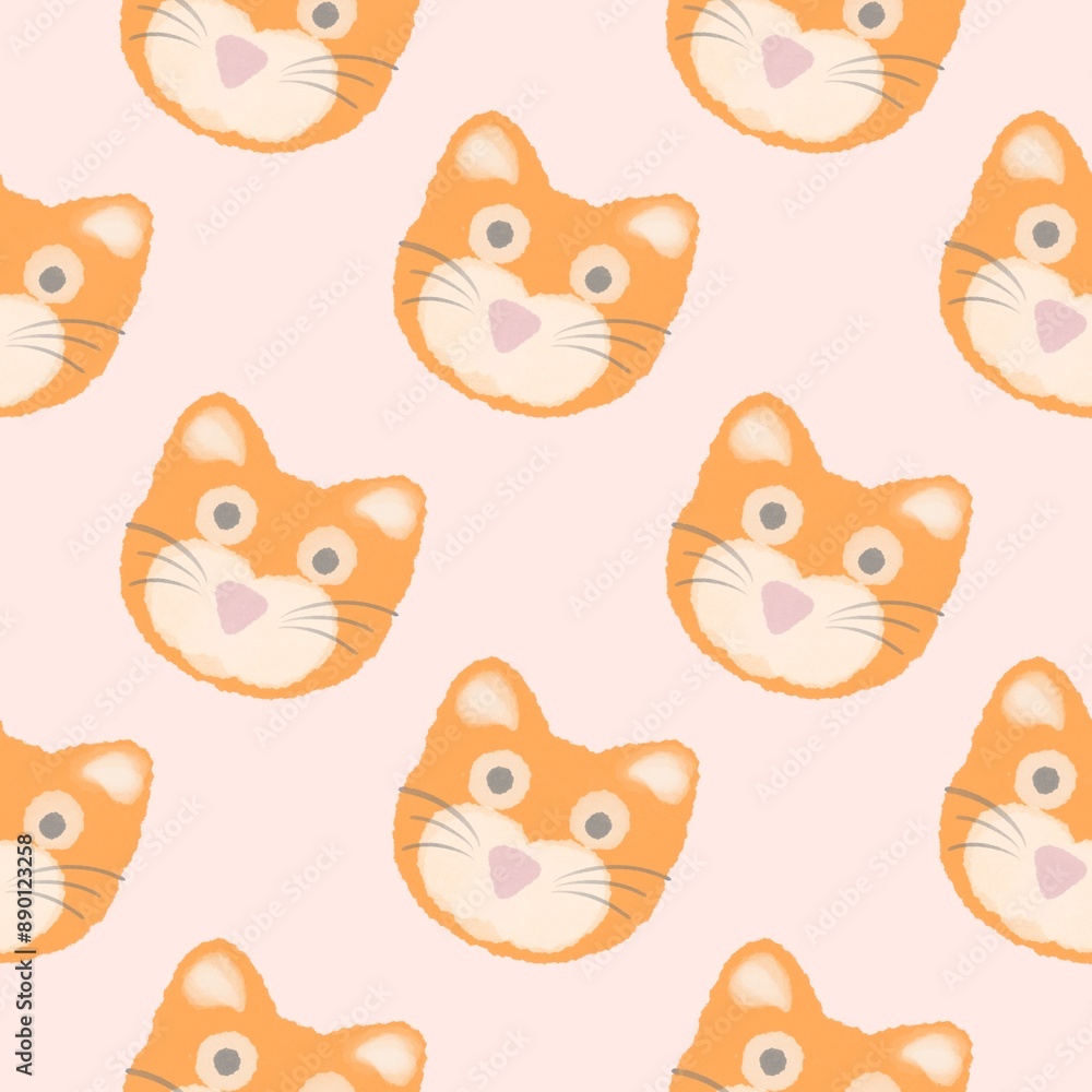 seamless pattern with Orange cat cream background seamless pattern with Orange cat cream background