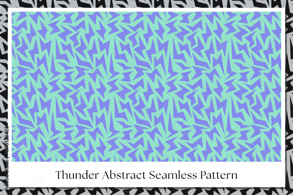 geometric abstract thunder seamless pattern on blue background for print wrapping, banner, card. lightning and labyrinth lines texture pattern. mosaic, maze and zigzag vector seamless pattern