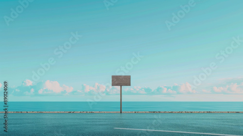 An Empty Sign , Blue Sky , Ocean