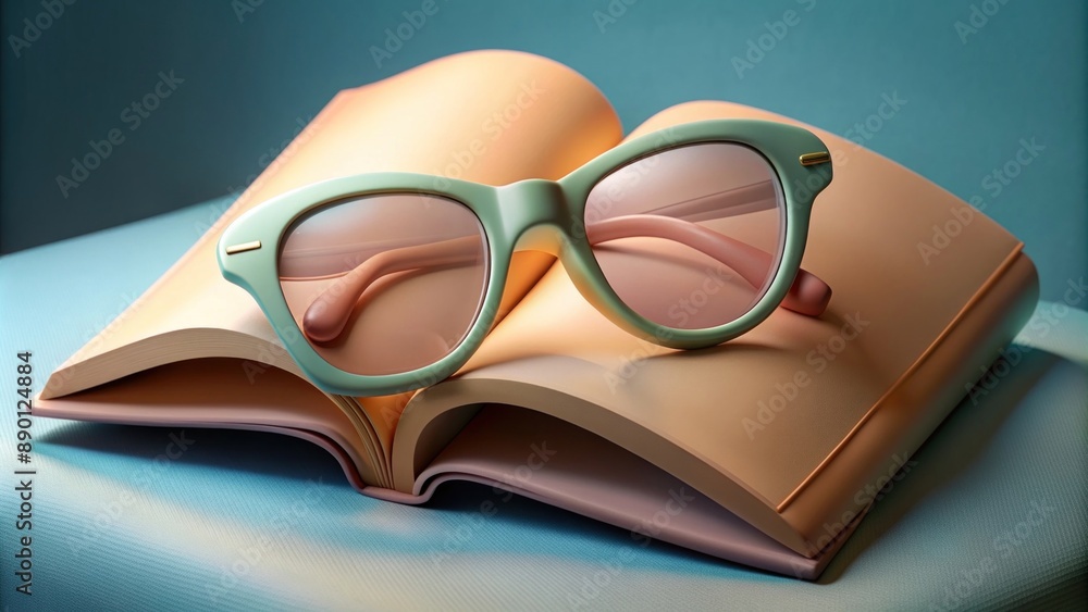 An open book and glasses lie on top. Reading concept An open book and glasses lie on top. Reading concept