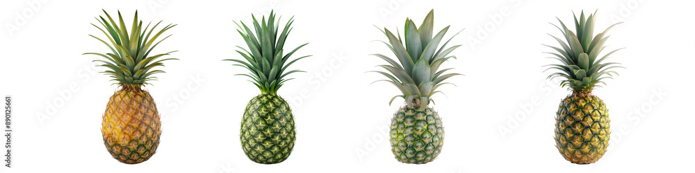 Set of Dwarf pineapple isolated on transparent background Set of Dwarf pineapple isolated on transparent background