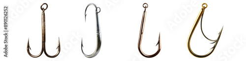 Set of Fishing hook isolated on transparent background photo