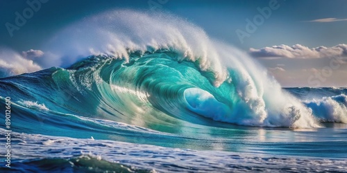 Ocean wave with dark blue water and white foam crashing on shore, crashing, ocean, dark blue, foam, liquid