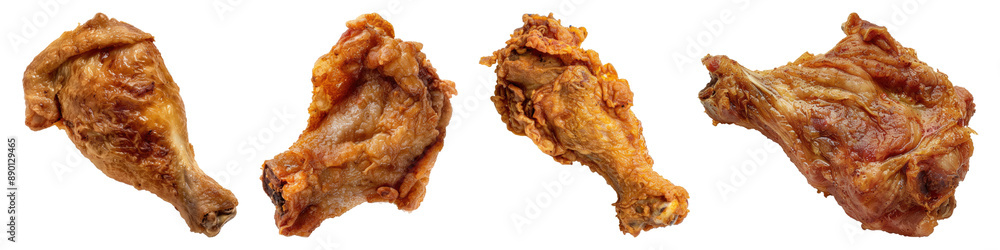 Set of Fried leg piece isolated on transparent background Set of Fried leg piece isolated on transparent background