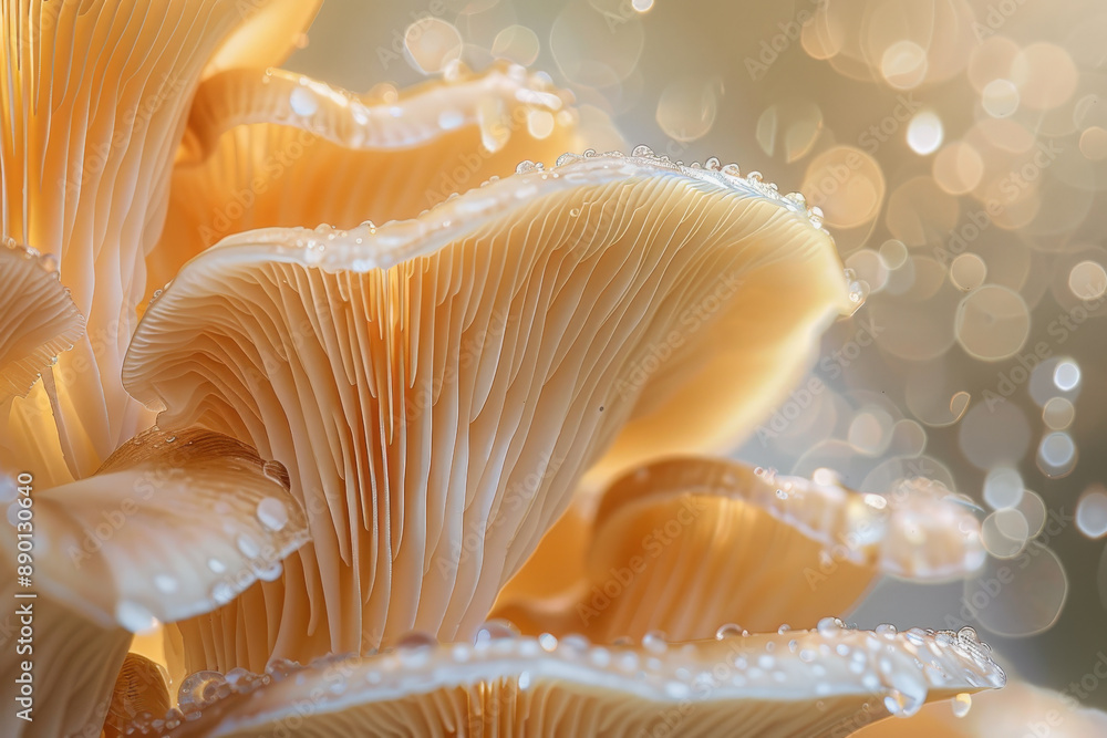 Morning Dew on Golden Mushroom Gills Morning Dew on Golden Mushroom Gills