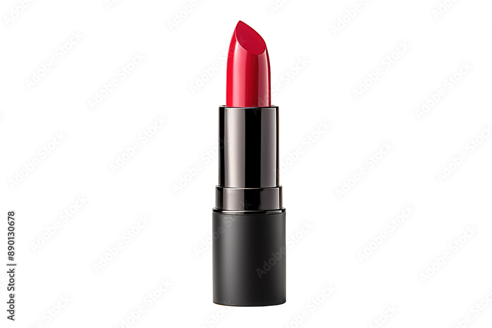 A Crimson Lipstick Stands Tall Against a Pure White Background on a Clear PNG or White Background. A Crimson Lipstick Stands Tall Against a Pure White Background on a Clear PNG or White Background.