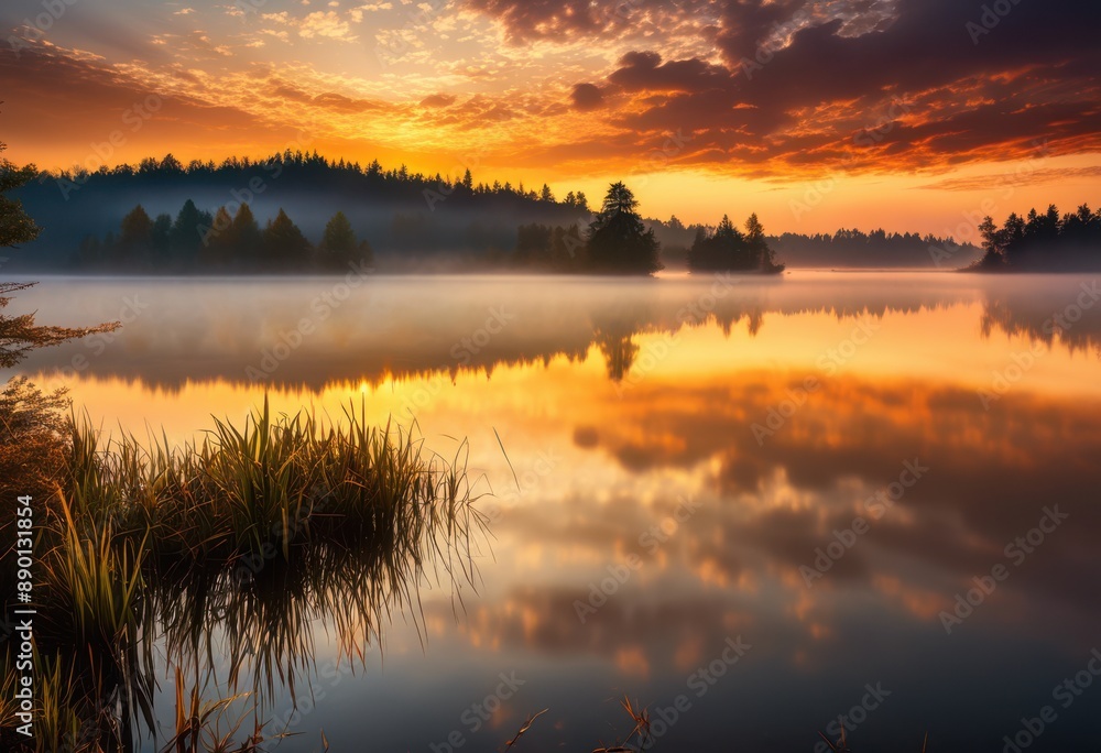 majestic sunrise casting golden light over misty lake, foggy, water, reflection, nature, peaceful, tranquil, scenery, serene, dawn, morning, fog, calm majestic sunrise casting golden light over misty lake, foggy, water, reflection, nature, peaceful, tranquil, scenery, serene, dawn, morning, fog, calm