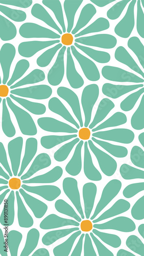 Groovy abstract flower art. Organic doodle shapes in trendy naive retro hippie 60s 70s style