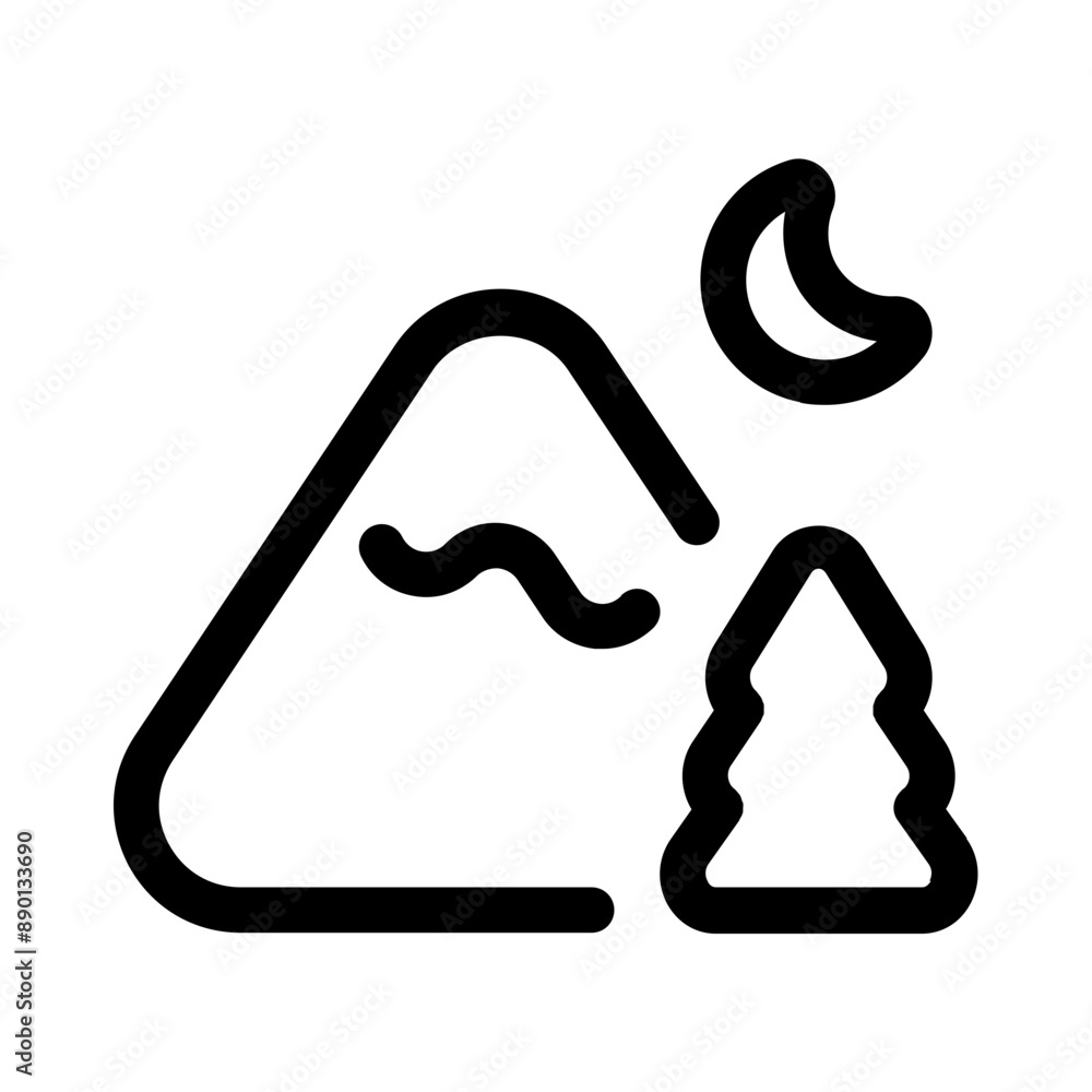 forest at night icon with line style, perfect for user interface projects forest at night icon with line style, perfect for user interface projects
