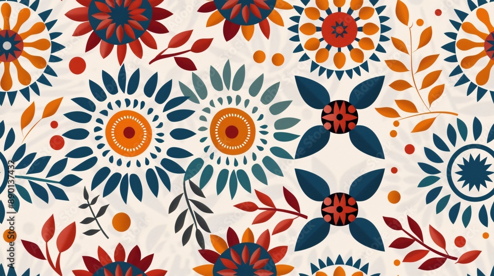 Fototapeta premium Seamless pattern colorful geometric mandala