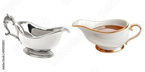 Set of gravy boat isolated on transparent background photo